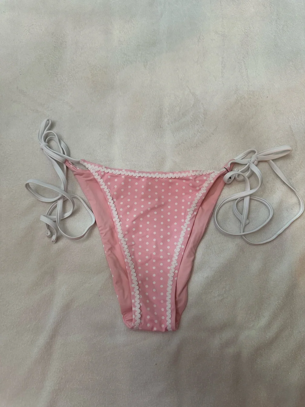 New! Frankies Bikinis Pink Mackenzie Cheeky String Bikini Bottom 38745